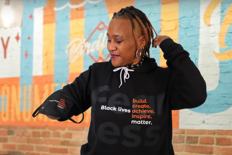 Erricka Bridgeford in Fearless Hoodie with BLM imprint
